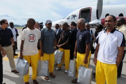 The crew of the boat Explorer former hostages of pirates  return from Somalia